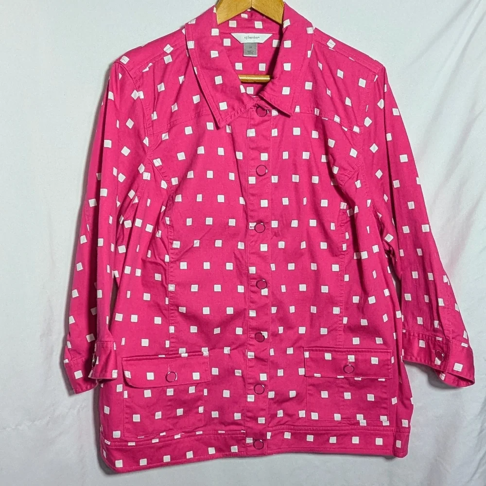 Women's CJ Banks Barbiecore Pink Light-weight Cotton Jacket, Summer Sz 2X